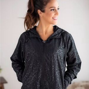 ZYIA Black Hooded Cheetah Print Jacket